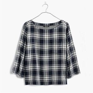 💥 Madewell Navy and White Plaid Shirt